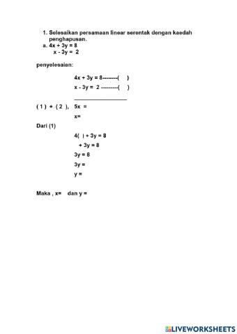 6.3 persamaan linear serentak kaedah penghapusan