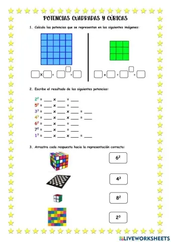 Potencias cuadradas y cúbicas