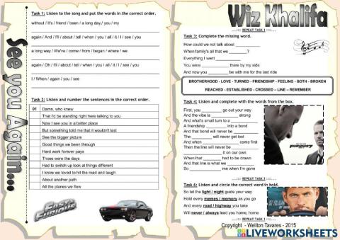 Song: When I see you again