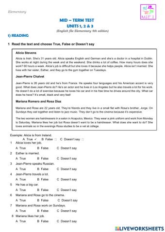 Mid term test - mutual elementary