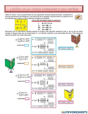 Adición de un vector horizontal y un vertical