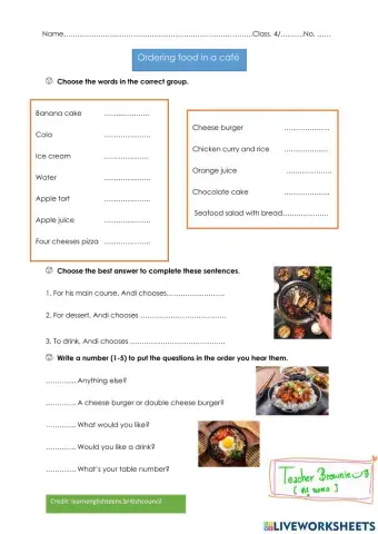 Ordering food in a cafe