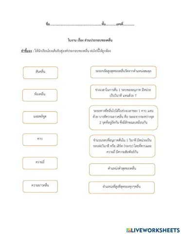 แบบฝึกหัด ส่วนประกอบของคลื่น