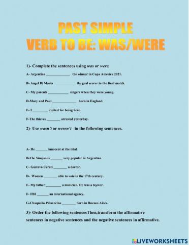 Past Simple Was-Were