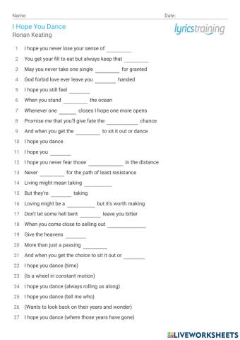 I Hope You Dance by Ronan Keating