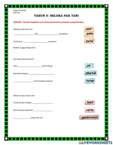 Seloka Pak Tani Tahun 5