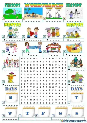 months day season wordsearch