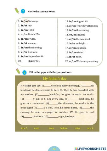 Prepositions of time(p74.75)