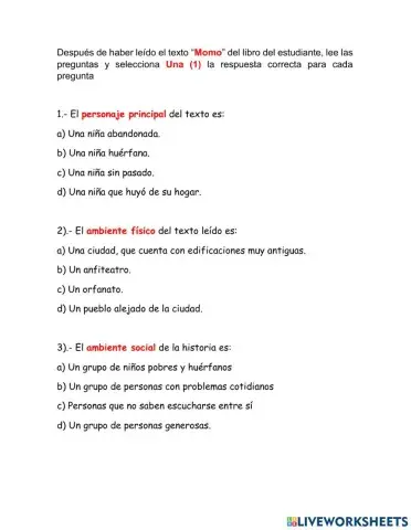 Comprensión Lectora Momo