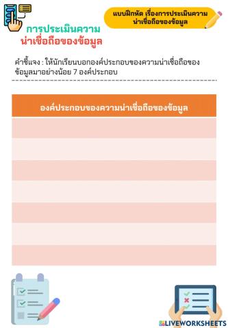 การประเมินความน่าเชื่อถือของข้อมูล ม.3