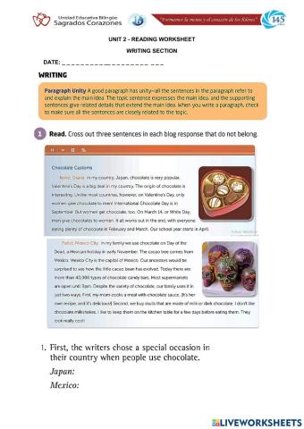 Writing Paragraph Unity