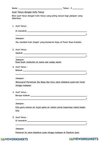 Ayat tanya dengan kata tanya