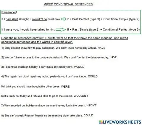 Mixed conditional sentences