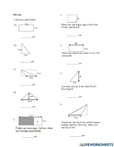 Matematik Tahun 6 : Luas