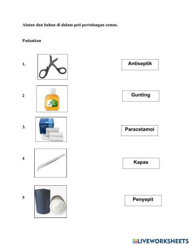 Alatan dan bahan di dalam peti pertolongan cemas
