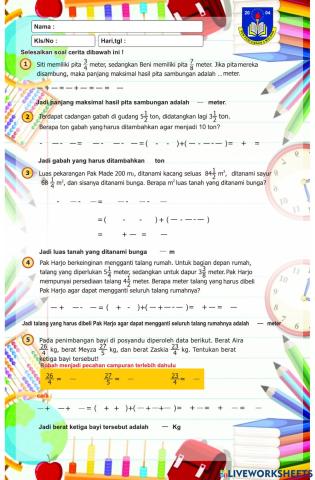 LKPD MAT Soal Cerita Pecahan
