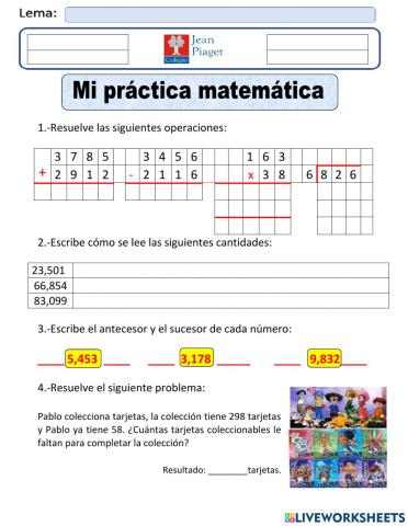 JP Practica 10 Matemáticas 6to
