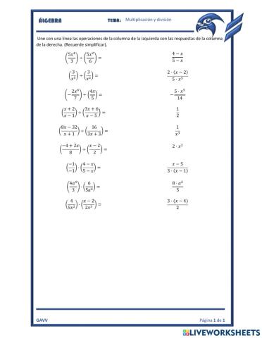 Álgebra - Multiplicación y división de fracciones