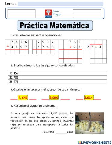 JP Practica 1 Matemáticas 5to