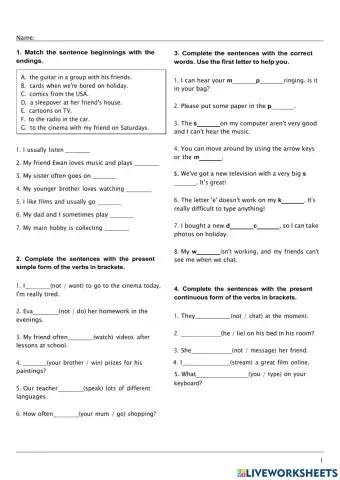 Units 1-4 test and make up