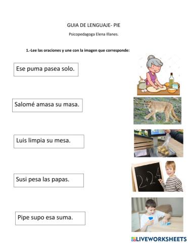 Lectura de oraciones