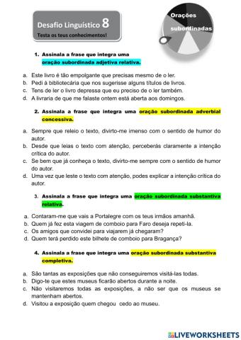 Orações subordinadas