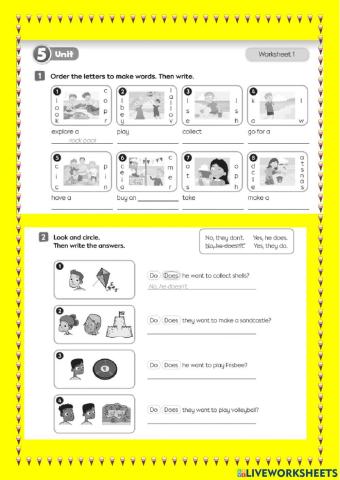 Questions with WANT TO, beach activities, comparatives