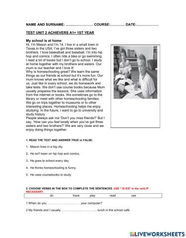 Test unit 2 Achievers A1+