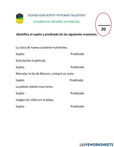 Examen de español III parcial