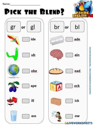 Digraph gr gl br and bl