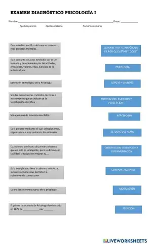 Examen diagnóstico Psicología
