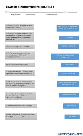 Examen diagnóstico Psicología