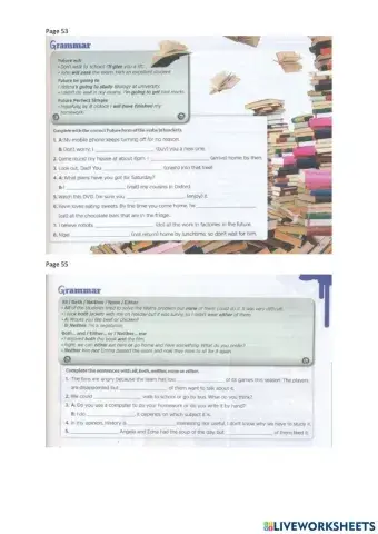 Grammar  - future tense - both - either neither