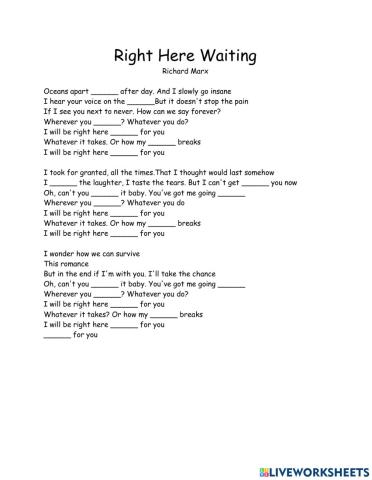 Song: Right here waiting