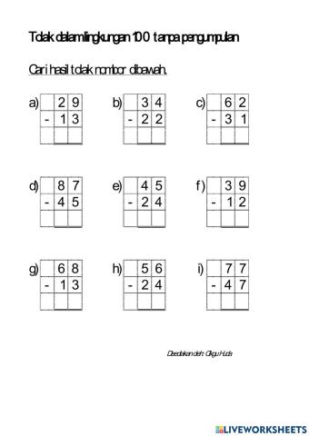 Tolak dalam lingkunan 100 tanpa pengumpulan