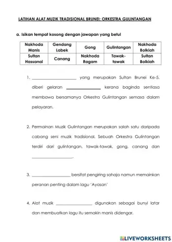 Alat muzik tradisi brunei: orkestra gulintangan