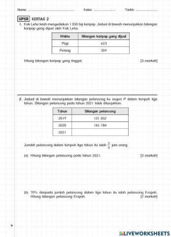 Matematik Tahun 6 Nombor dan Operasi