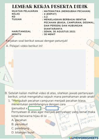 Mengubah Pecahan Campuran