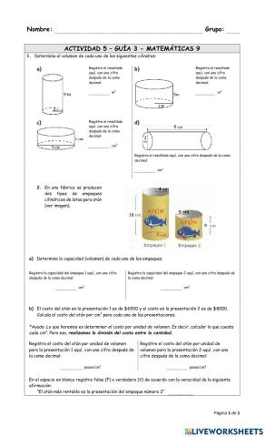 Volumen del cilindro