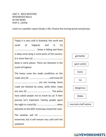 Unit 3 : Wild Weather