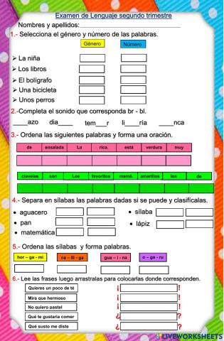 Evaluación de Comunicación y Lenguaje 2º Trimestre