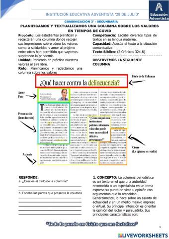 Planifico y Textualizo una columna periodística