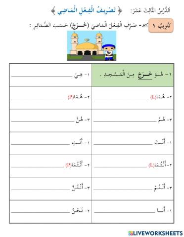 تصريف الفعل الماضي مع الضمائر المنفصلة
