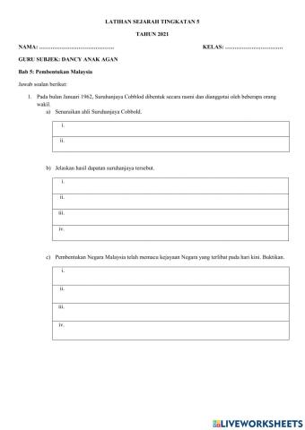 Sejarah T5 BAB 5 PEMBENTUKAN MALAYSIA