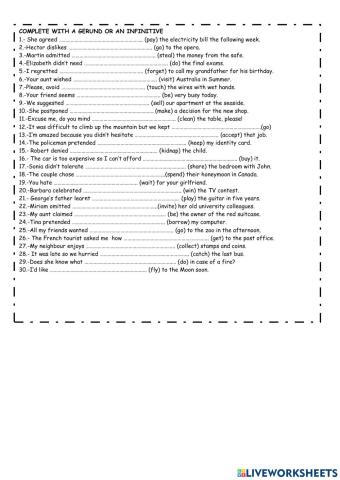 Gerund and infinitive