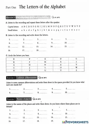 Listening - alphabets