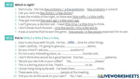 Little, a little, a few, few