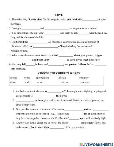 Speaking- Topic: Love