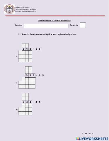 Algoritmo de la multiplicación