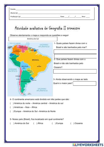 Avaliação de geografia II trimestre
